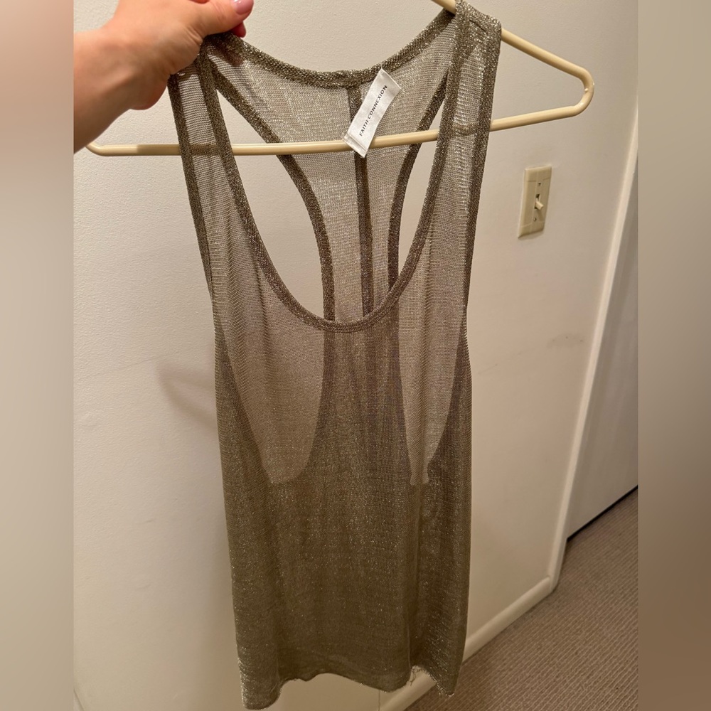 Faith Connexion Gold Sheer Top